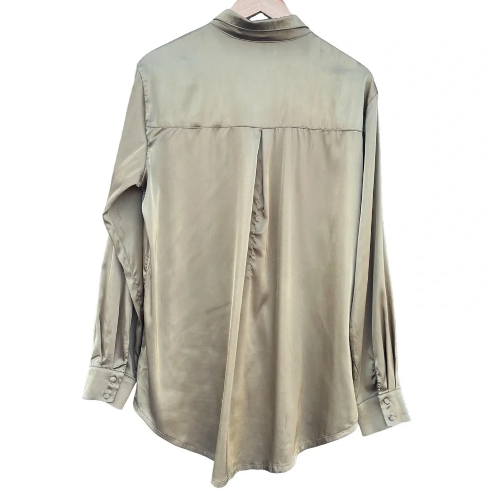 Kat The Label | Satin Pajama Shirt Olive | M - Picture 9 of 13